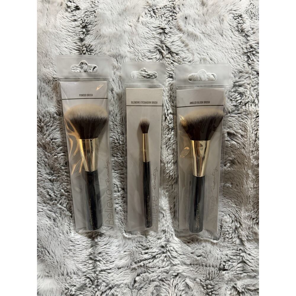 Believe Beauty 3pc Makeup Brush Set Foundation Powder Eye Blending Soft NEW